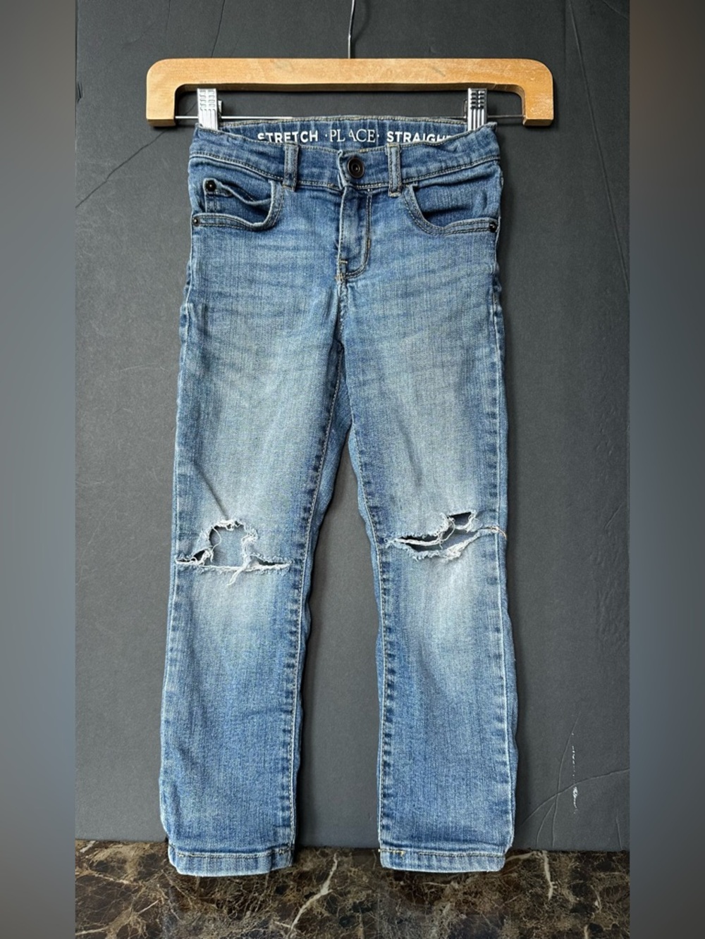 Stretch Place Kids Light Blue Slim Straight Distressed Jeans